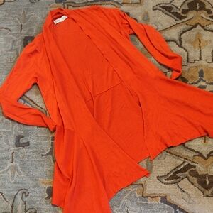 Zara Vibrant Orange Ribbed Open Cardigan
